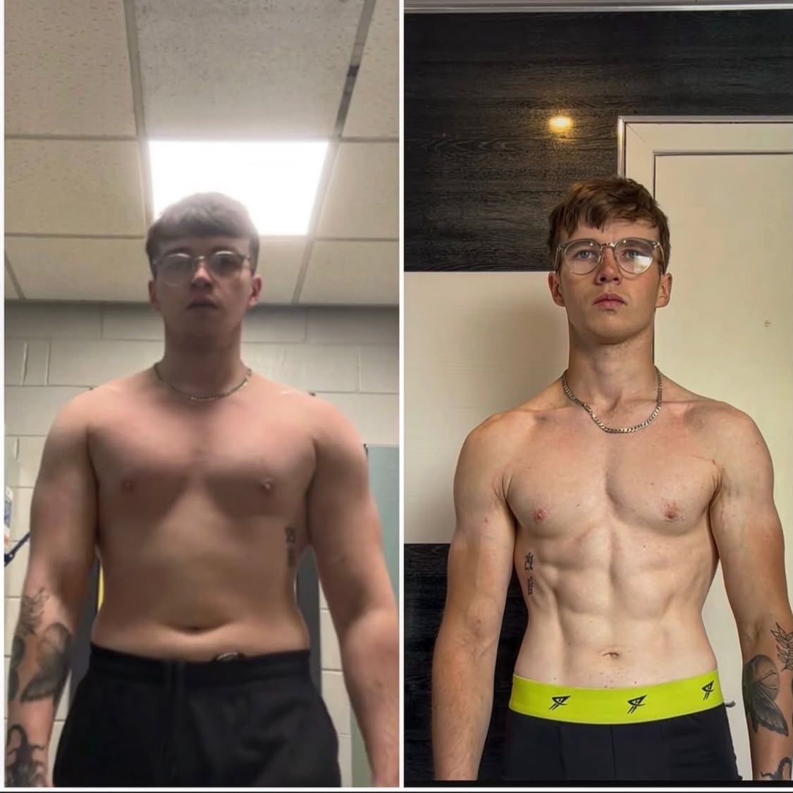 Client before and after 12-week transformation