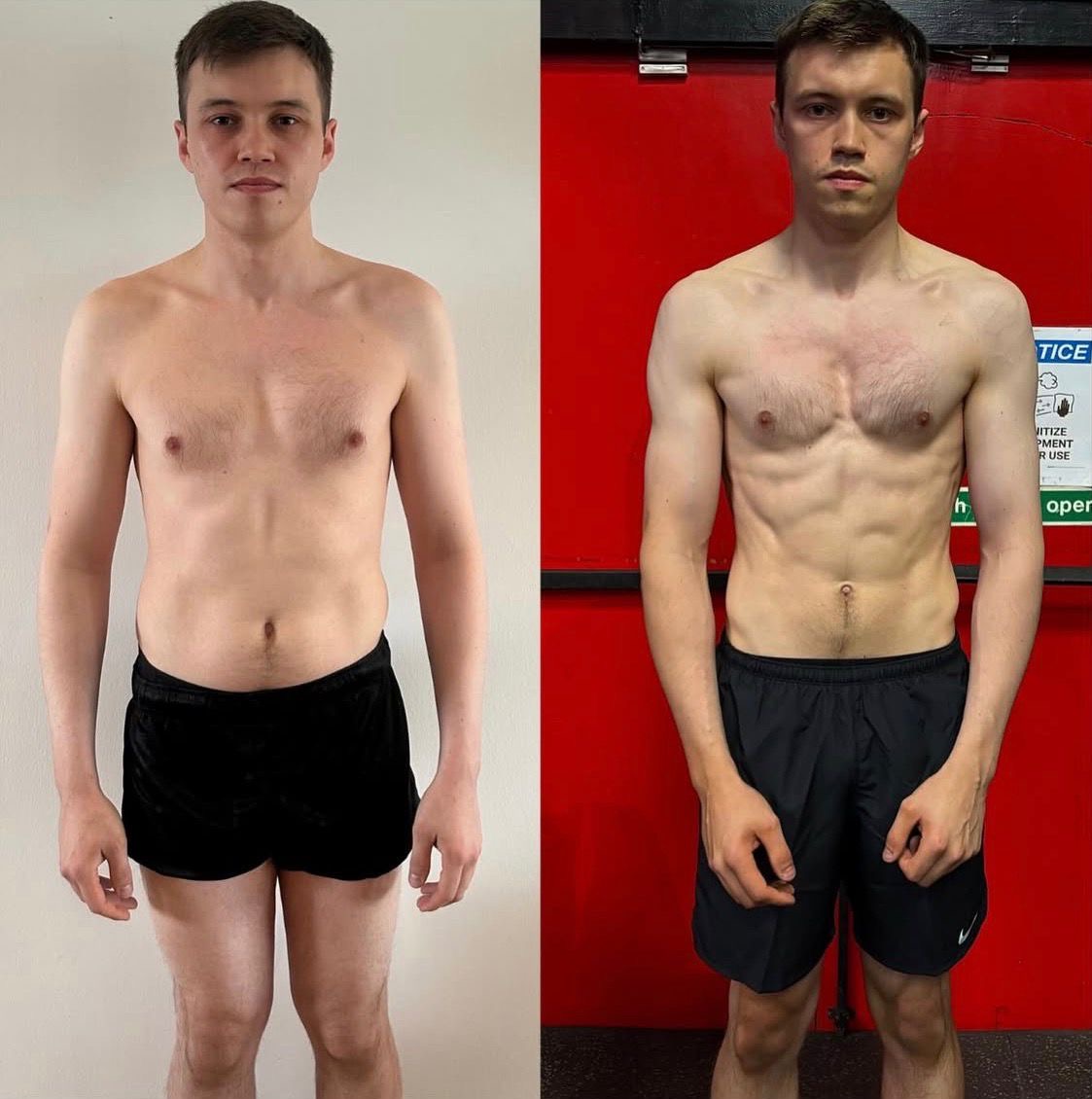 Client before and after 12-week transformation