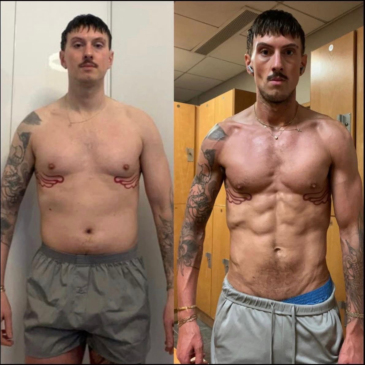 Client before and after 12-week transformation