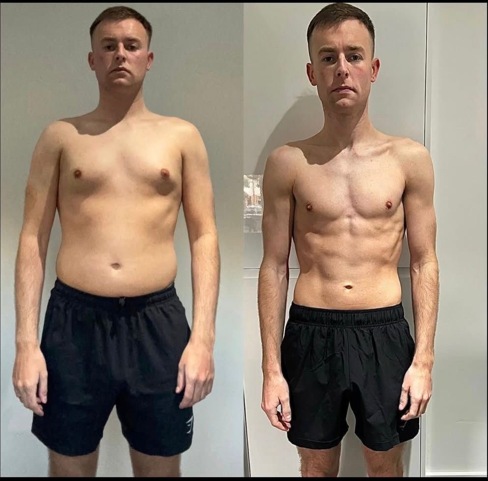 Client before and after 12-week transformation