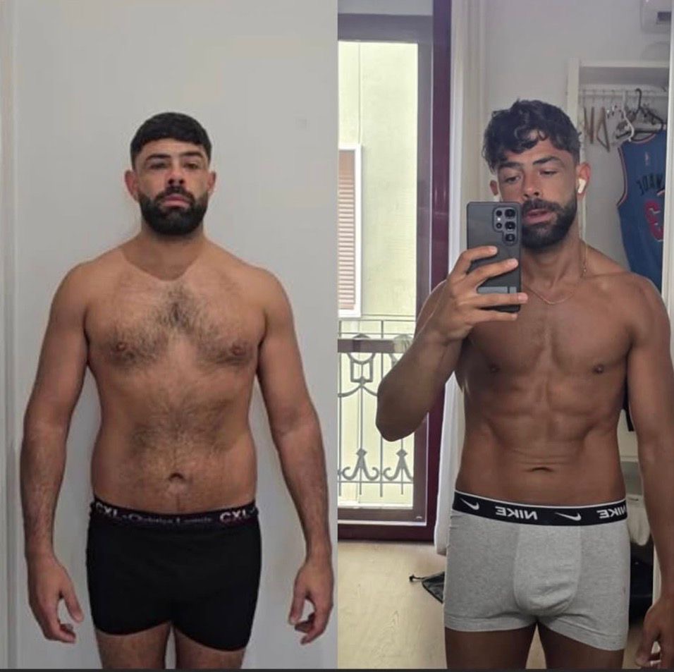 Client before and after 12-week transformation