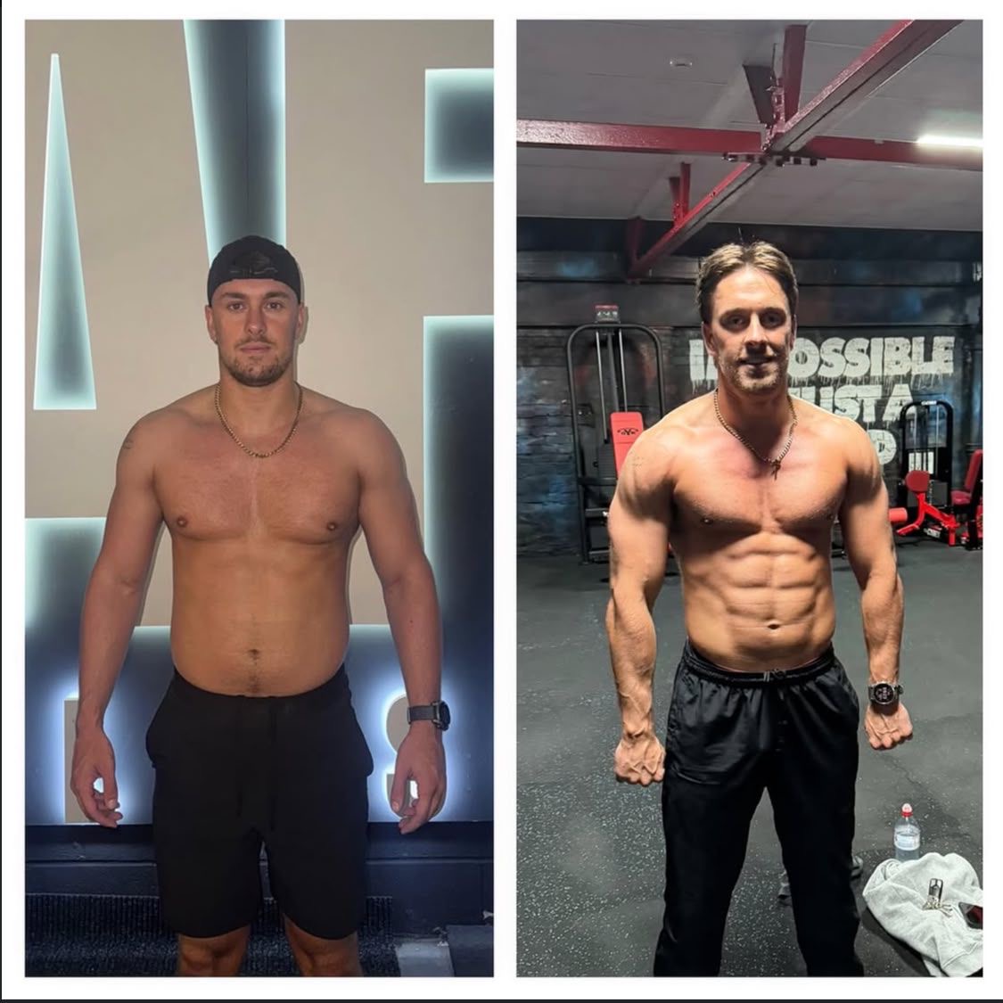 Client before and after 12-week transformation