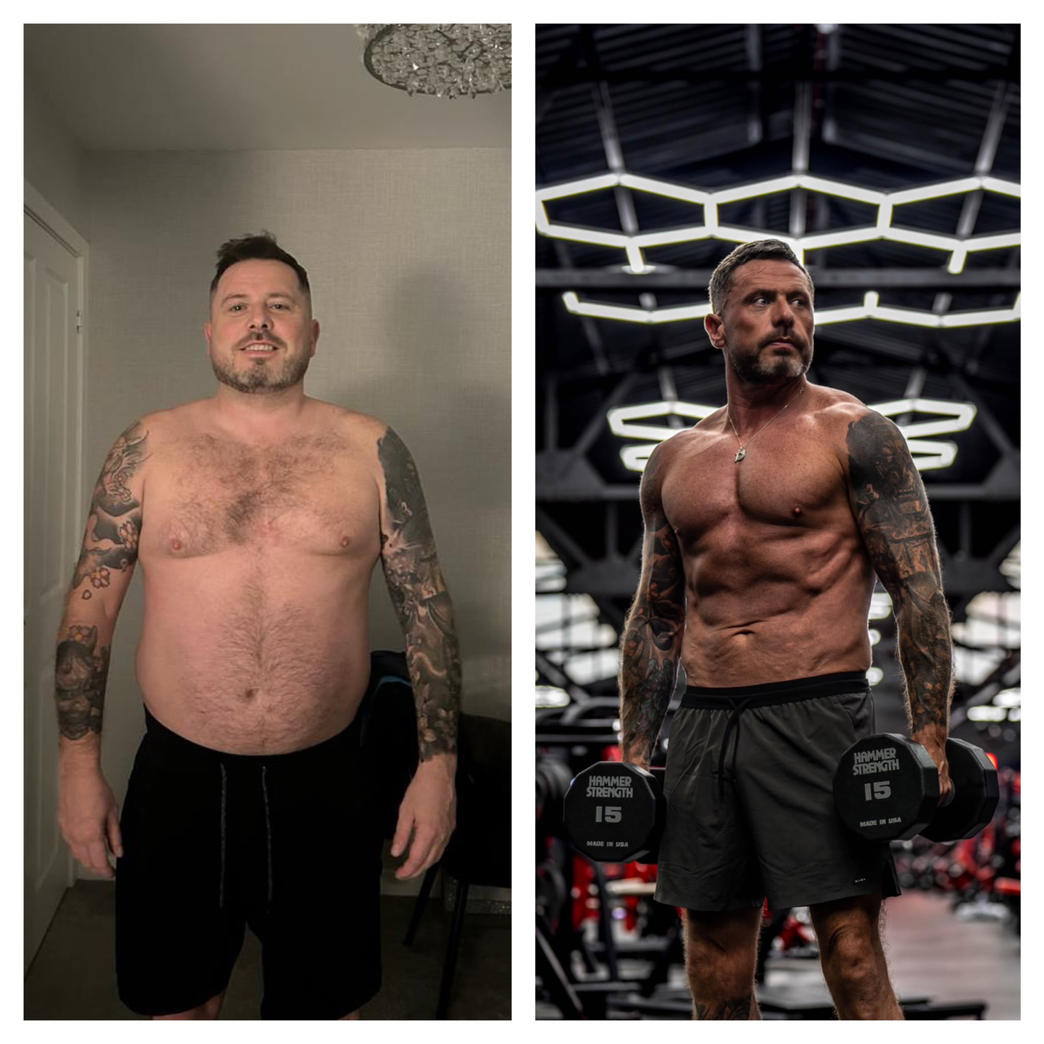 Client before and after 12-week transformation